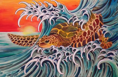 Art Galleries - surfing sea turtle - 103851